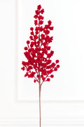 29" Red Flocked Cluster Berry Spray