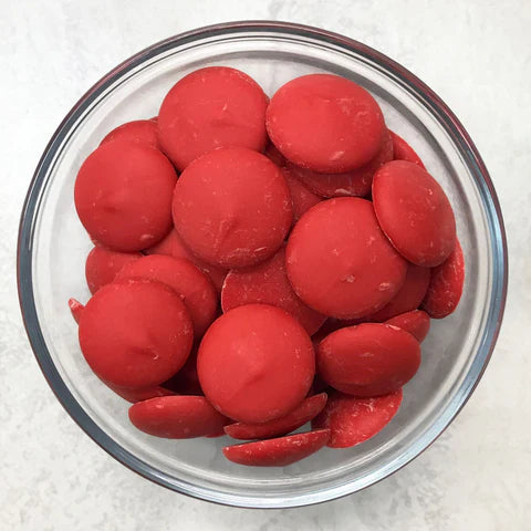 Merckens Red Chocolate Confectionery Wafers – 25 lb Wholesale Case