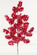 27" Red Metallic Holly Berry Stem