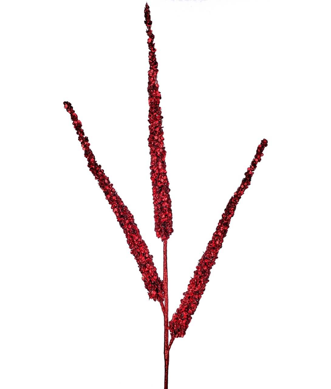 34” Triple Glitter Sequin Christmas Spray - Red