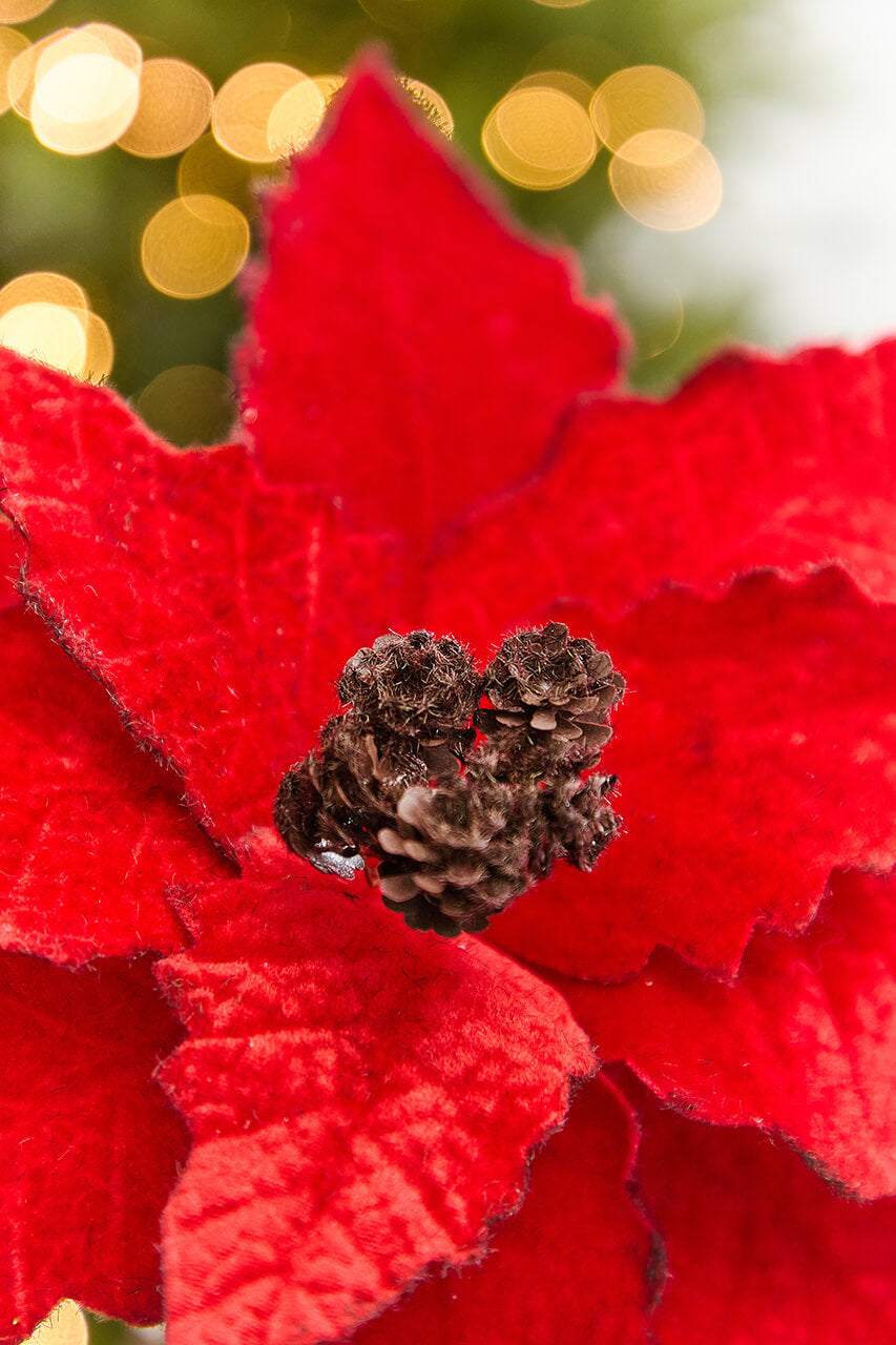 22” Velvet Felt Poinsettia Stem