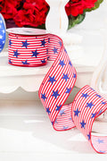 2.5" x 10 Yards Stars with Pinstripes Ribbon