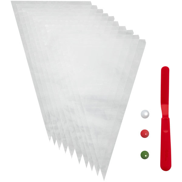 Wilton Spatula, Tip and Piping Bags Christmas Cookie Decorating Set, 14-Piece Set
