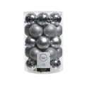 8cm Silver Shatterproof Christmas Ornaments - Set of 34