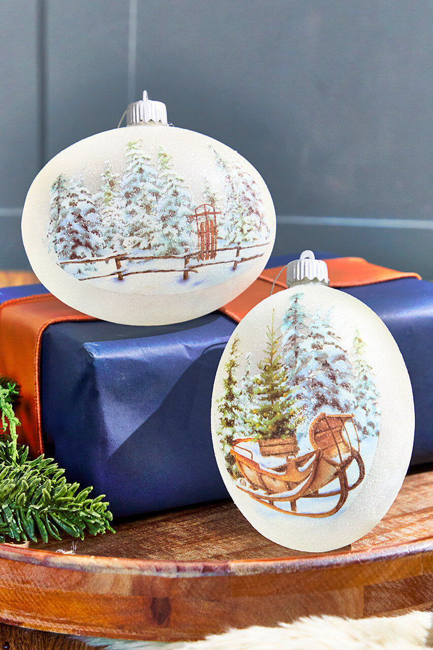 6” LED Country Sled/Sleigh Frosted Ornament