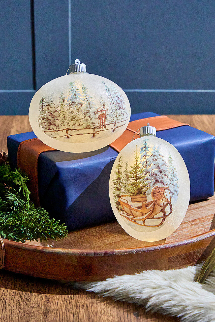 6” LED Country Sled/Sleigh Frosted Ornament