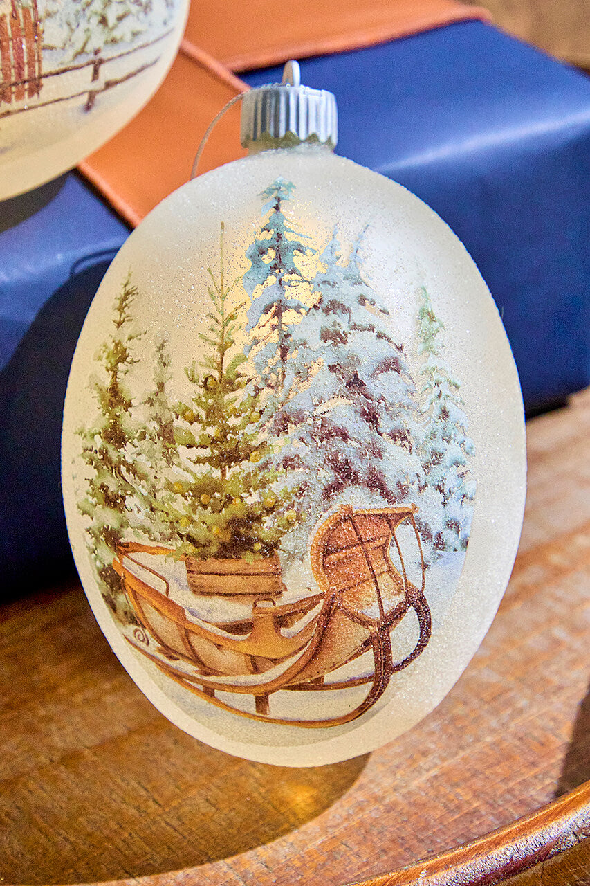6” LED Country Sled/Sleigh Frosted Ornament