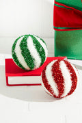 4.5" Sparkle Swirl Candy Cane Ball Ornament