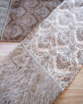 Taupe Printed Velvet with Fur Trim Table Runner (15"x72")