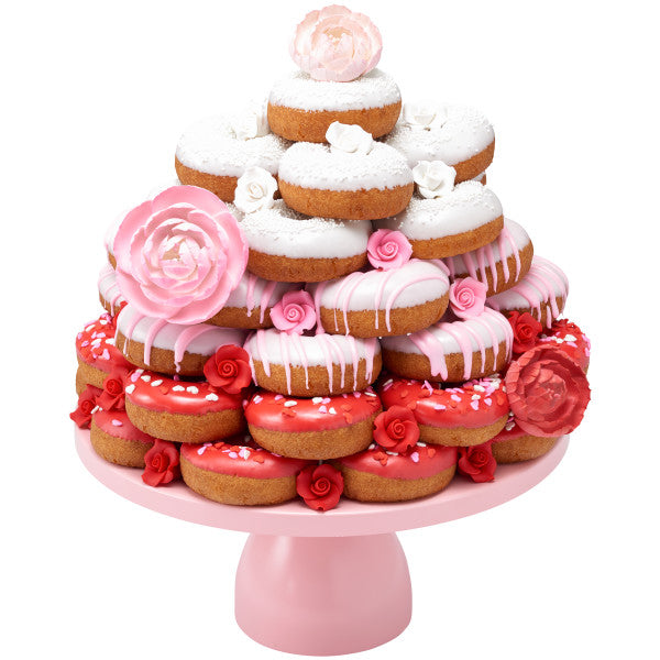 Pink 1.5" Rose Sugar Soft Premium Edible Decorations - 6 roses per order
