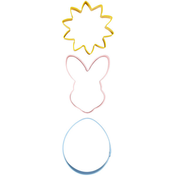 Wilton Easter Flower, Bunny and Egg Metal Cookie Cutter Set, 3-Piece