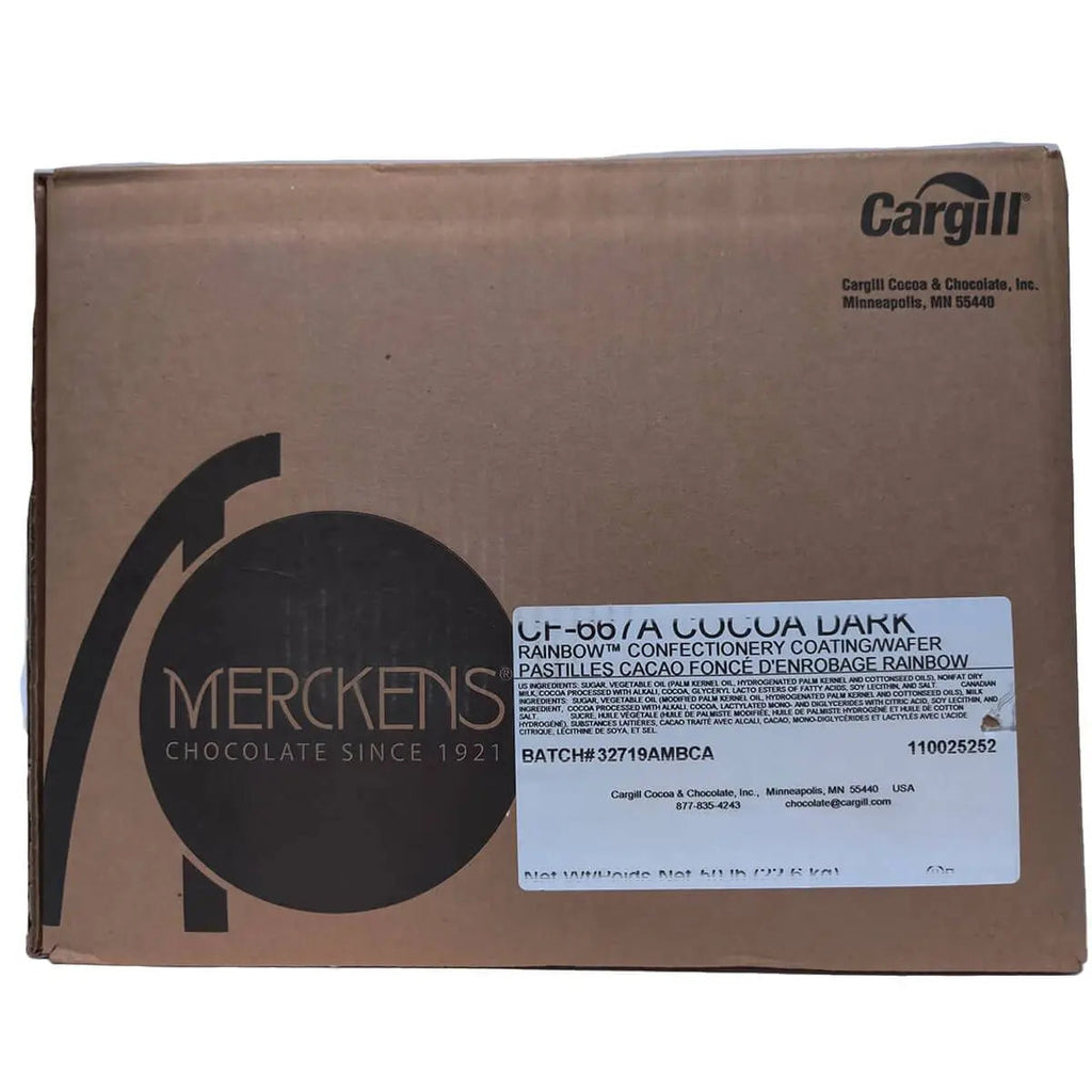 Merckens Dark Cocoa Chocolate Confectionery Wafers – 45 lb Wholesale Case