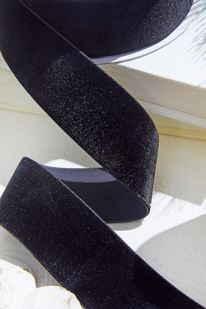 1.5" x 10 Yard Black Unwired Velvet Ribbon