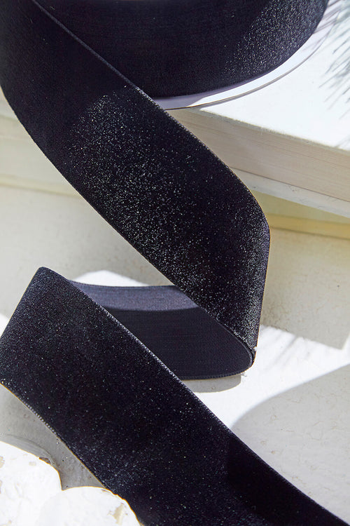 1.5" x 10 Yard Black Unwired Velvet Ribbon