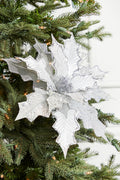 21" Platinum Velvet Sheer Sequin Poinsettia