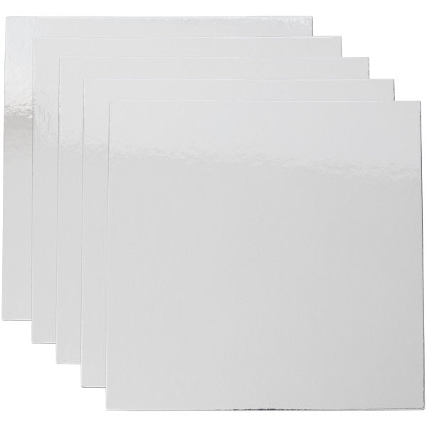 Wilton Silver 12-Inch Square Cake Platters, 5-Count