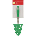 Wilton Green Christmas Tree Plastic Turner or Spatula with Metal and Silicone Handle