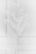 35" White Glitter Fern Spray