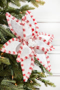 22" x 13" Candy with Snowglitter Poinsettia Stem - White/Red Brite