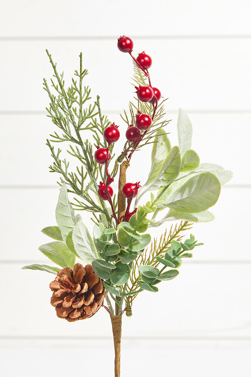 18" Berry and Holly Pine Pick