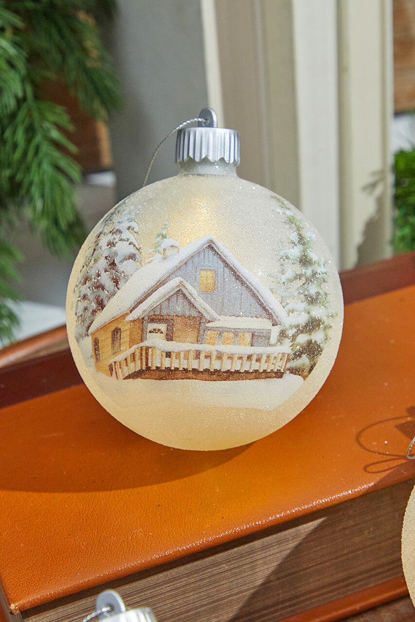 4” LED Glass Cabin Ornament