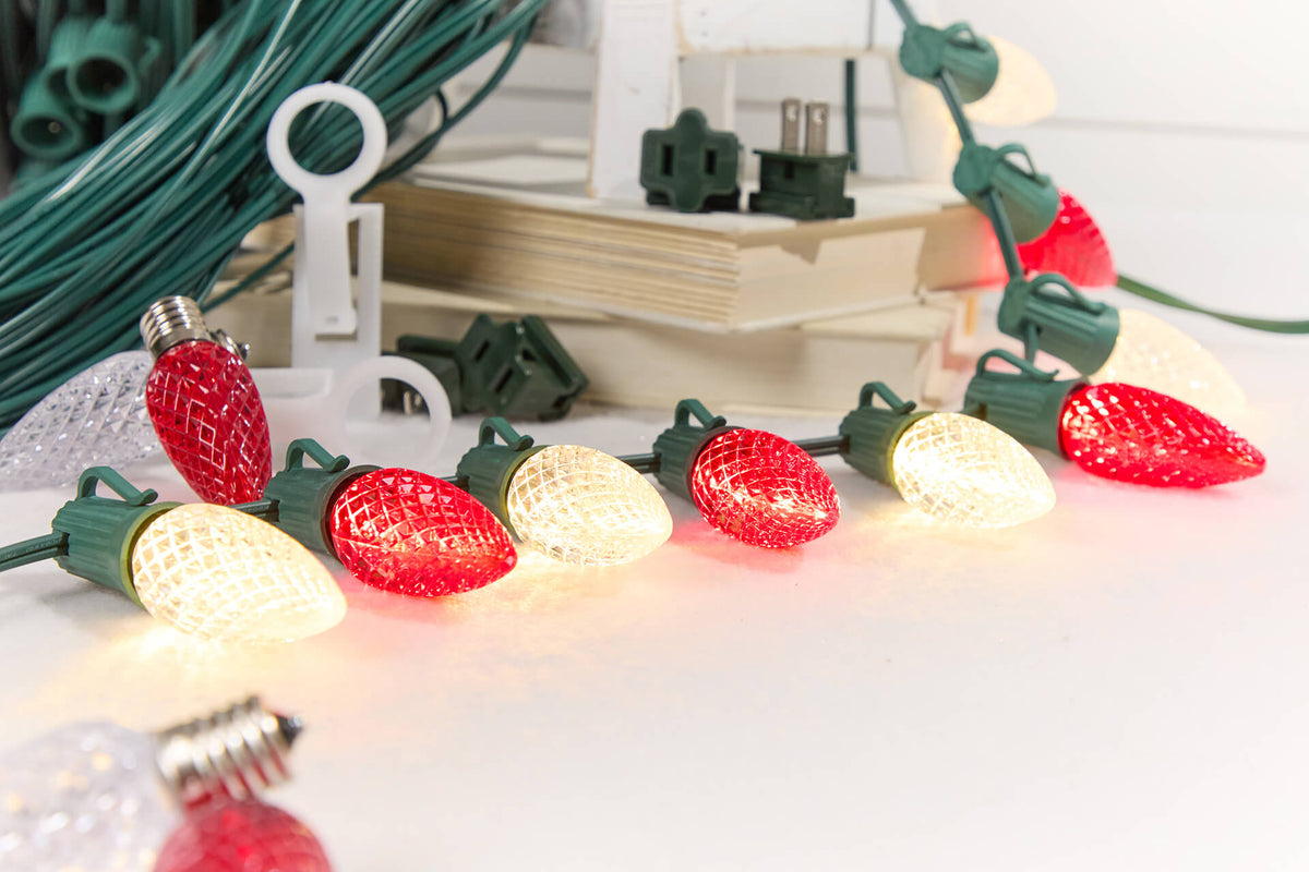 100' Outdoor Christmas Lighting Kit - Warm White/Red