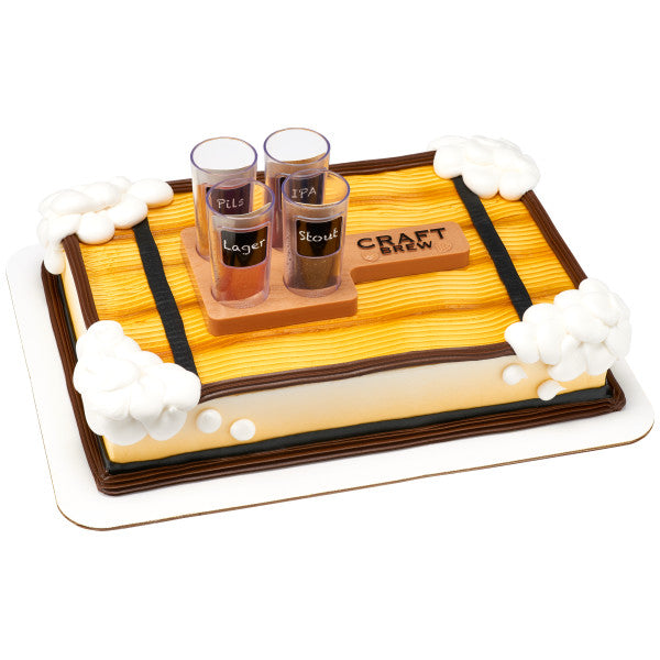 Craft Brew Flight with paddle Bourbon Beer Tap shot glasses Set Cake Kit