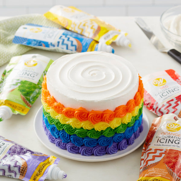 Wilton Ready-to-Use Yellow Vanilla-Flavored Icing Pouch with Tips, 8 oz.