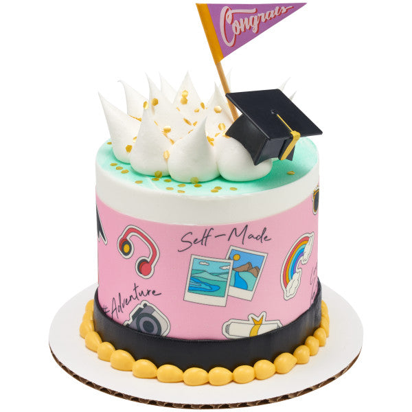 Graduation 3D Hat Cupcake Cake Pics - set of 144